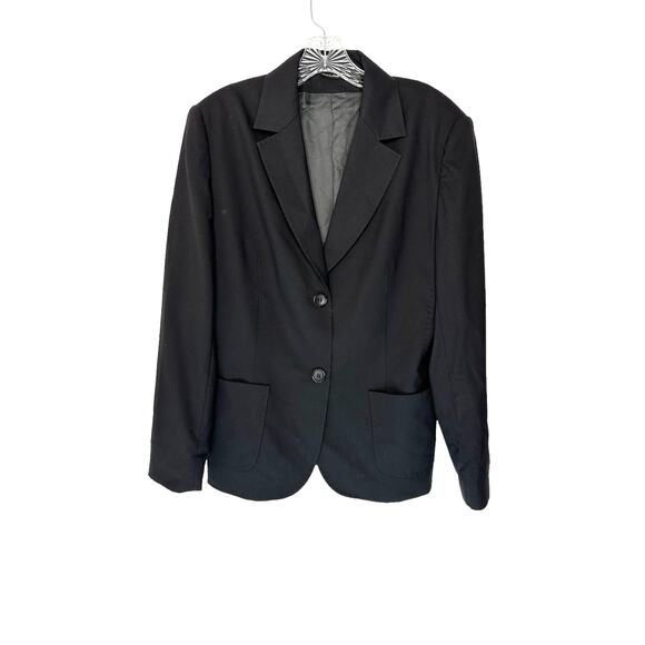 Cinzia Rocca Loro Piana Black Career Office Office Wool Blend Blazer Size 14 - Picture 1 of 12